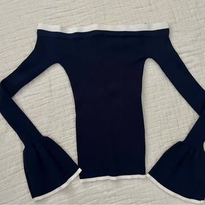 Off the shoulder navy sweater size small brand new